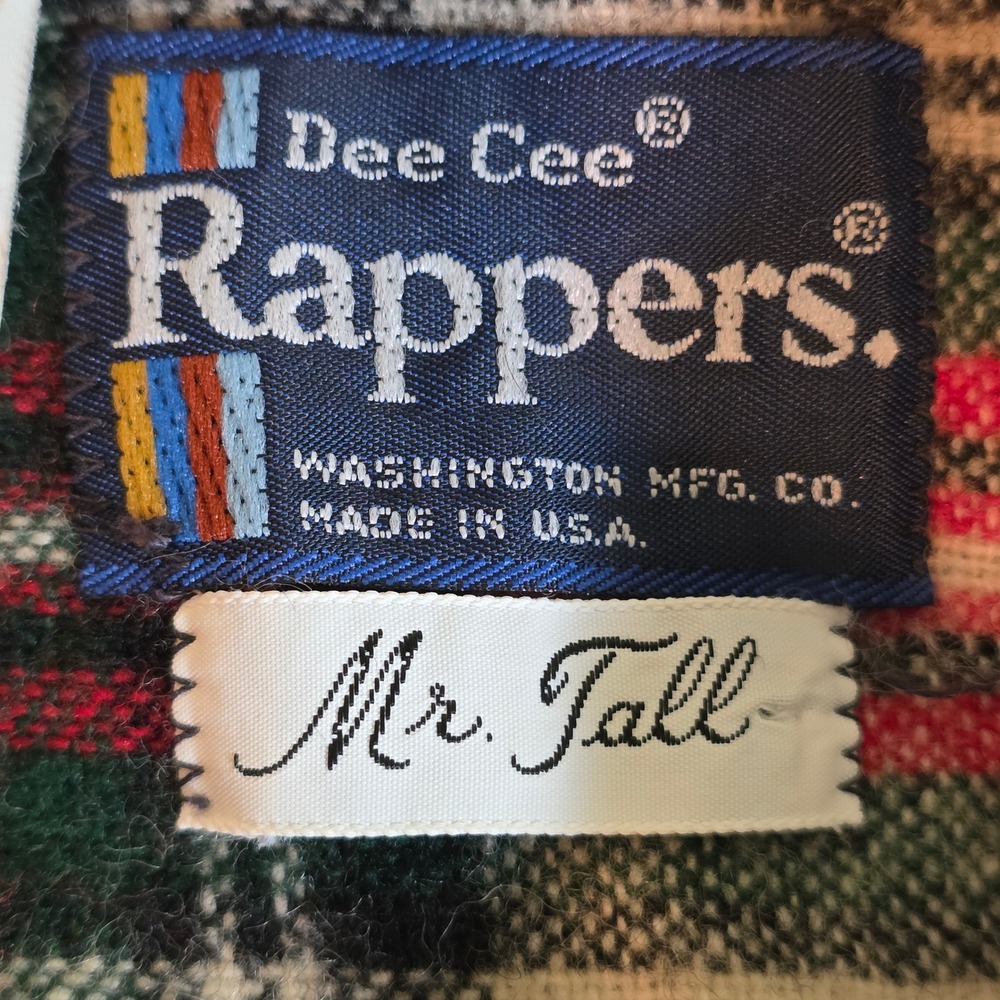 Vintage DEE CEE RAPPERS Men's M‎ Plaid Flannel Shirt Red Green Outdoor Workwear - Picture 3 of 8